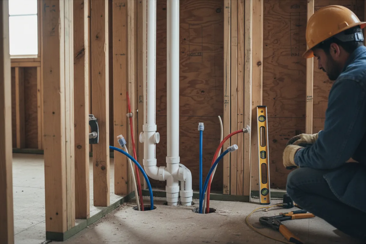 Drain and supply rough-in during Drain Cleaning in Big Pool