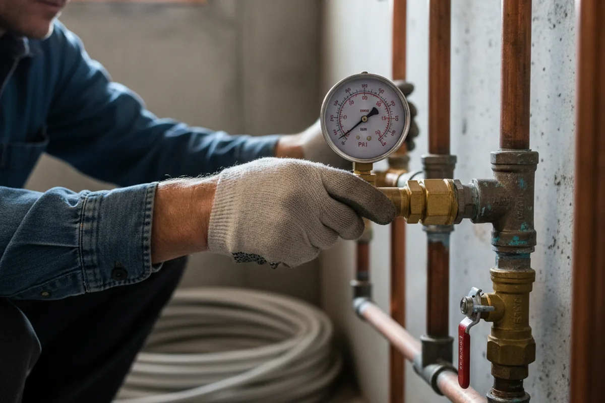 Pressure testing a repaired line during Water Line Repair in Big Pool